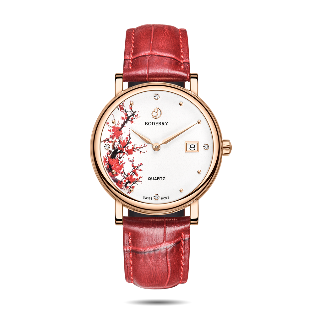 flower swiss quartz movement watch | rose gold & plum blossom flower swiss quartz movement watch | rose gold & plum blossom