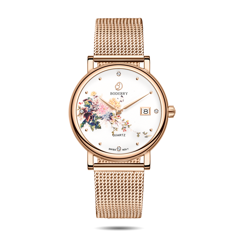 flower swiss quartz movement watch | rose gold & chrysanth flower swiss quartz movement watch | rose gold & chrysanth