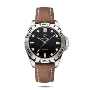urban date(titanium) 3 hand hi beat(28,800 bph) with 72 hrs power reserve automatic titanium watch | brown leather strap