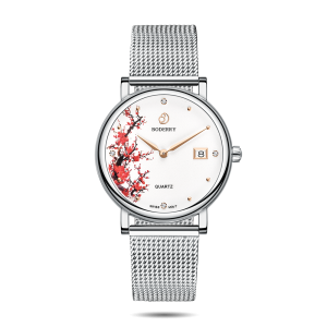 flower swiss quartz movement watch | silver & plum blossom