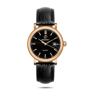 classic 36mm swiss quartz movement watch | rose gold & black
