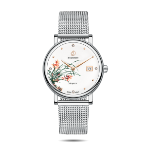 flower swiss quartz movement watch | silver & orchid