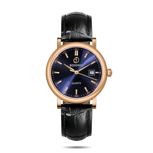 classic 36mm swiss quartz movement watch | rose gold & blue