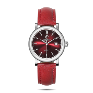 classic 32mm swiss quartz movement watch | silver & claret