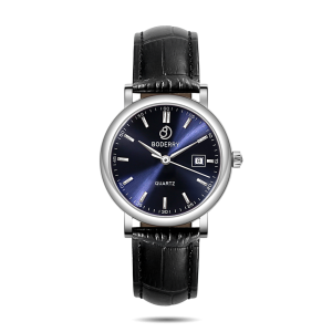 classic 36mm swiss quartz movement watch | silver & blue