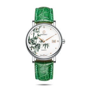 flower swiss quartz movement watch | silver & bamboo