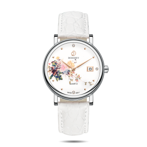 flower swiss quartz movement watch | silver & chrysanth