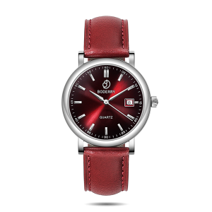 classic 36mm swiss quartz movement watch | silver & claret