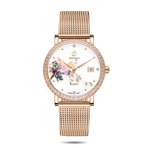 flower swiss quartz movement watch | rose gold & chrysanth