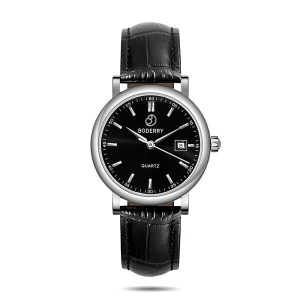 classic 36mm swiss quartz movement watch | silver & black