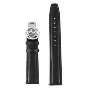 black/black(strap back) genuine leather strap with spring buckle | suitable for all watches with 20mm lug width