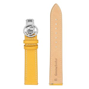 boderry yellow lychee grain cowhide strap with spring buckle | suitable for all watches with 20mm lug width