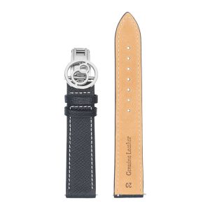black lychee grain cowhide strap with spring buckle | suitable for all watches with 20mm lug width