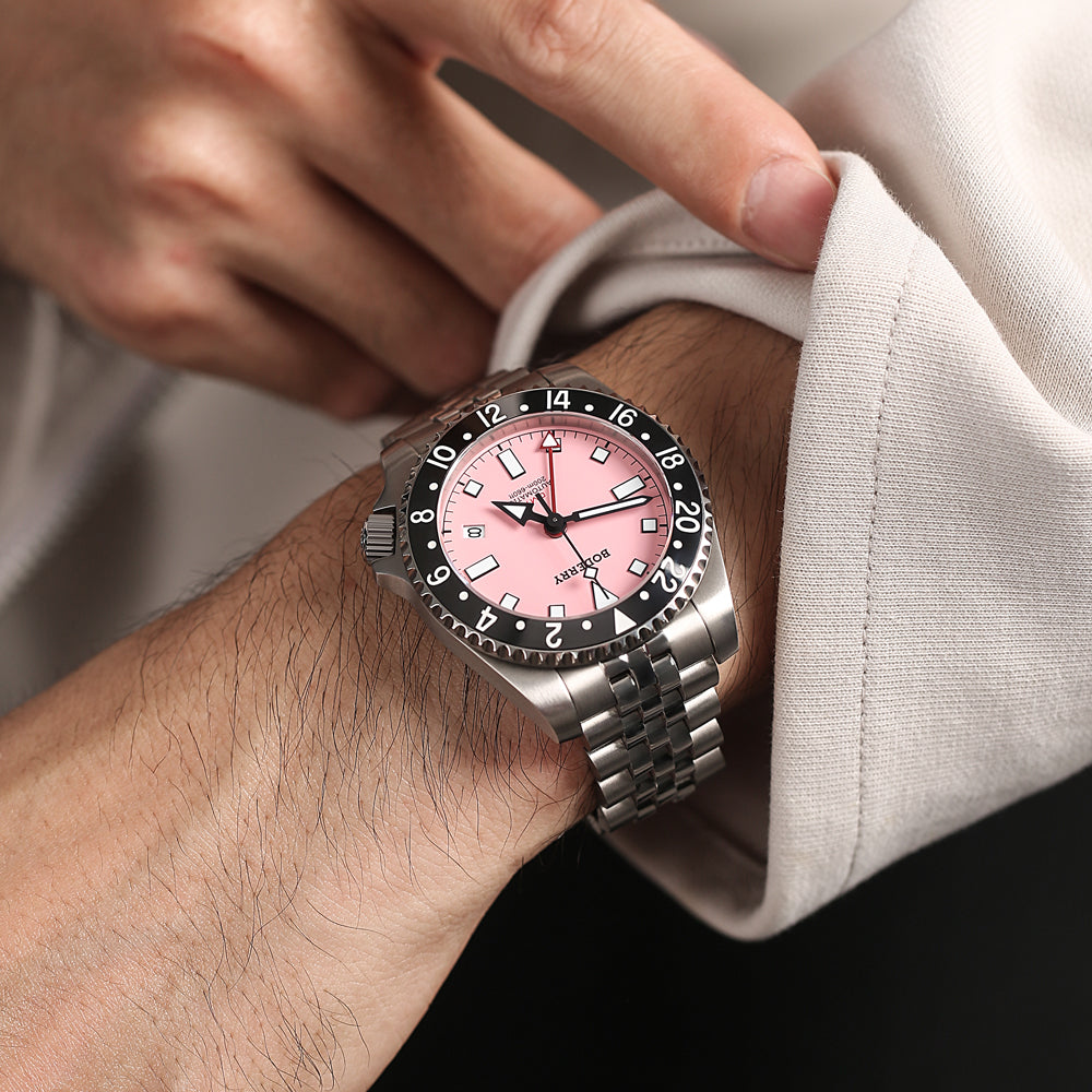 admiral gmt 200m waterproof titanium automatic diver watch | pink (ceramic bezel) admiral gmt 200m waterproof titanium automatic diver watch | pink (ceramic bezel)