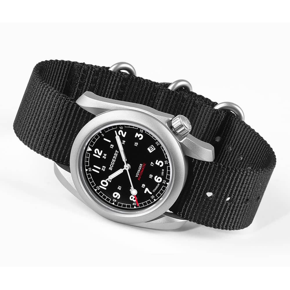 voyager 100m waterproof titanium automatic field watch | black voyager 100m waterproof titanium automatic field watch | black