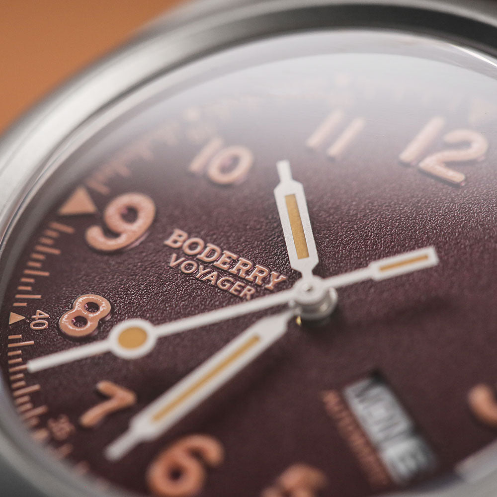 voyager 100m waterproof titanium automatic field watch | claret red day,date voyager 100m waterproof titanium automatic field watch | claret red day,date