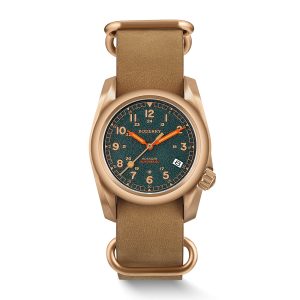 voyager 100m waterproof bronze automatic field watch | sandstone green