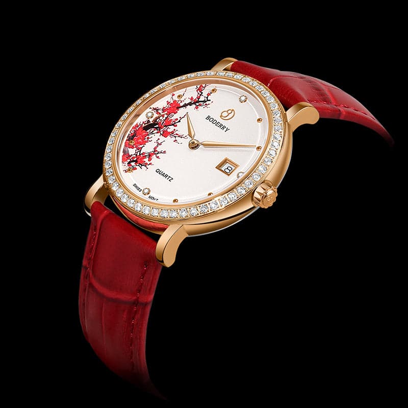 flower swiss quartz movement watch | rose gold & plum blossom flower swiss quartz movement watch | rose gold & plum blossom