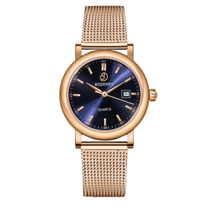 classic 32mm swiss quartz movement watch | rose gold & blue