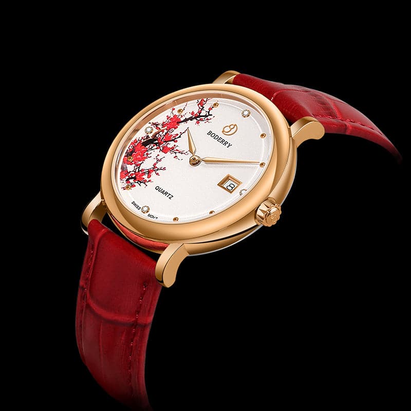 flower swiss quartz movement watch | rose gold & plum blossom flower swiss quartz movement watch | rose gold & plum blossom