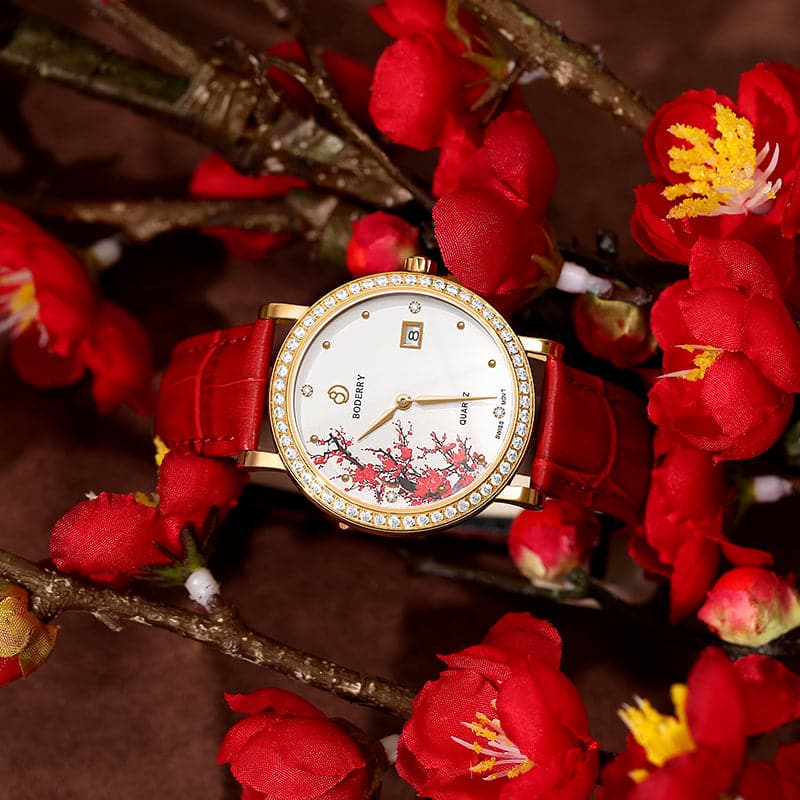 flower swiss quartz movement watch | rose gold & plum blossom flower swiss quartz movement watch | rose gold & plum blossom