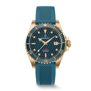 seaturtle.ocean(bronze) automatic bronze diver watch | sea blue/fkm rubber