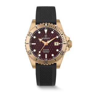 seaturtle.ocean(bronze) automatic bronze diver watch | red/fkm rubber