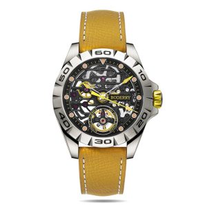 urban skeleton(titanium) ver 2.0 silver hands 3 hand hi beat(28,800 bph) with 72 hrs power reserve automatic watch | yellow dial