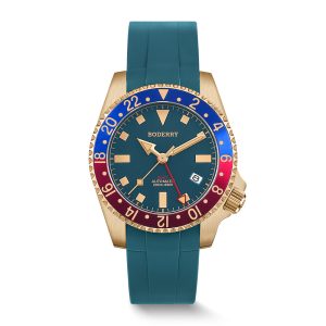 admiral gmt 200m waterproof bronze automatic diver watch | blue
