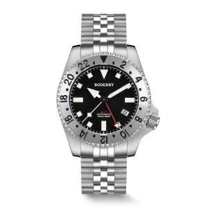 admiral gmt 200m waterproof titanium automatic diver watch | black ti