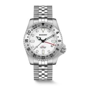 admiral gmt 200m waterproof titanium automatic diver watch | white ti