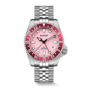 admiral gmt 200m waterproof titanium automatic diver watch | pink