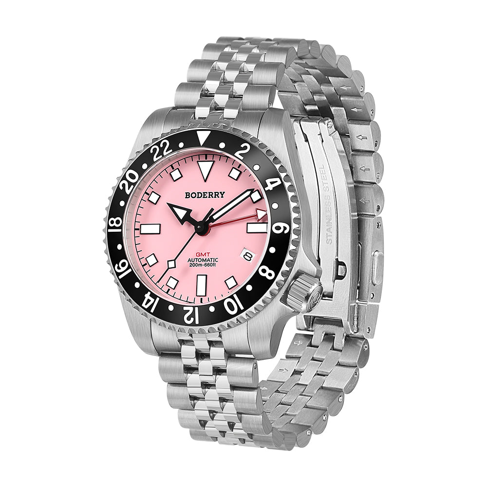 admiral gmt 200m waterproof titanium automatic diver watch | pink (ceramic bezel) admiral gmt 200m waterproof titanium automatic diver watch | pink (ceramic bezel)