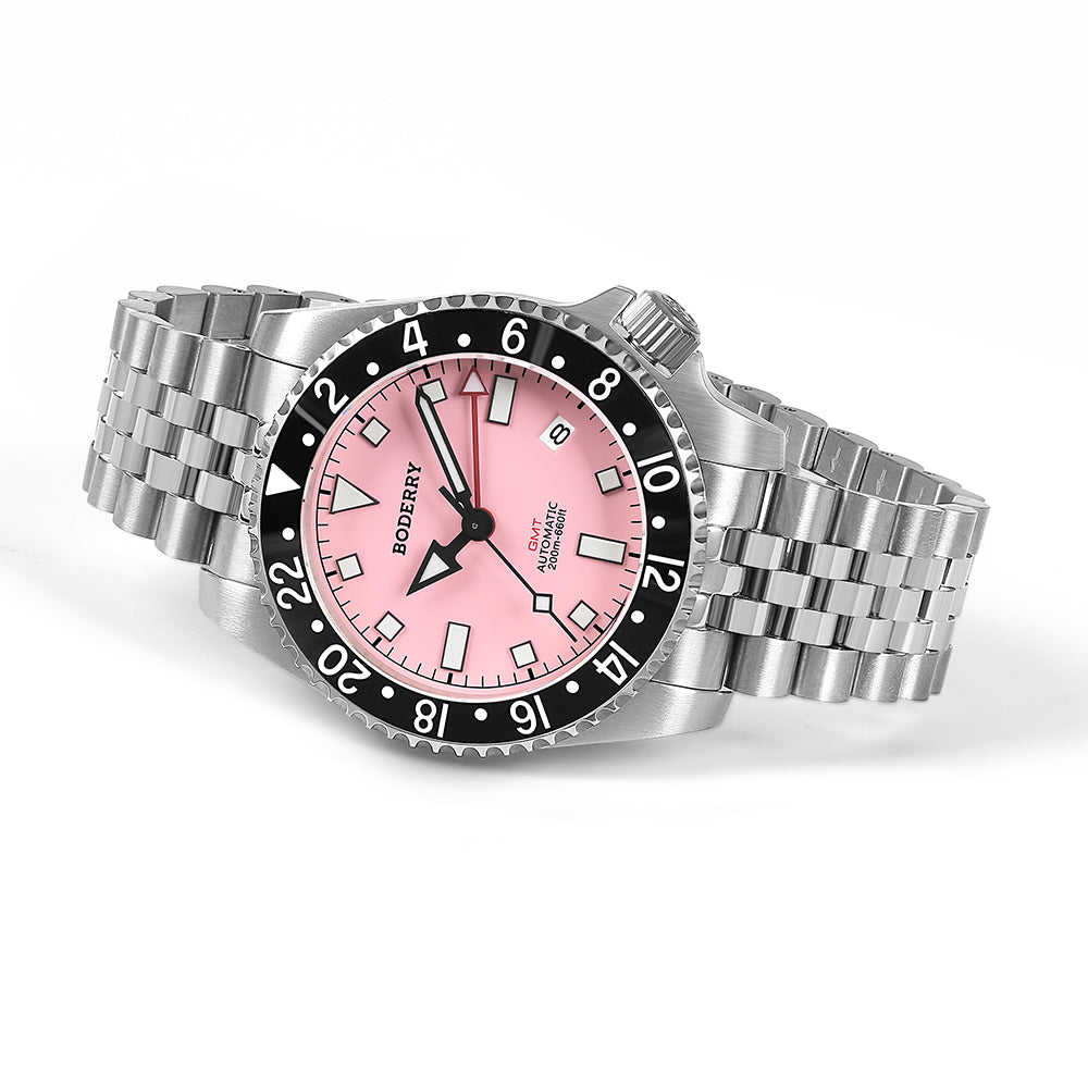 admiral gmt 200m waterproof titanium automatic diver watch | pink (ceramic bezel) admiral gmt 200m waterproof titanium automatic diver watch | pink (ceramic bezel)