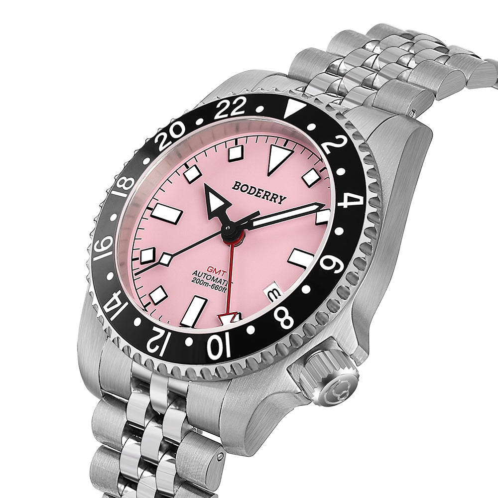 admiral gmt 200m waterproof titanium automatic diver watch | pink (ceramic bezel) admiral gmt 200m waterproof titanium automatic diver watch | pink (ceramic bezel)