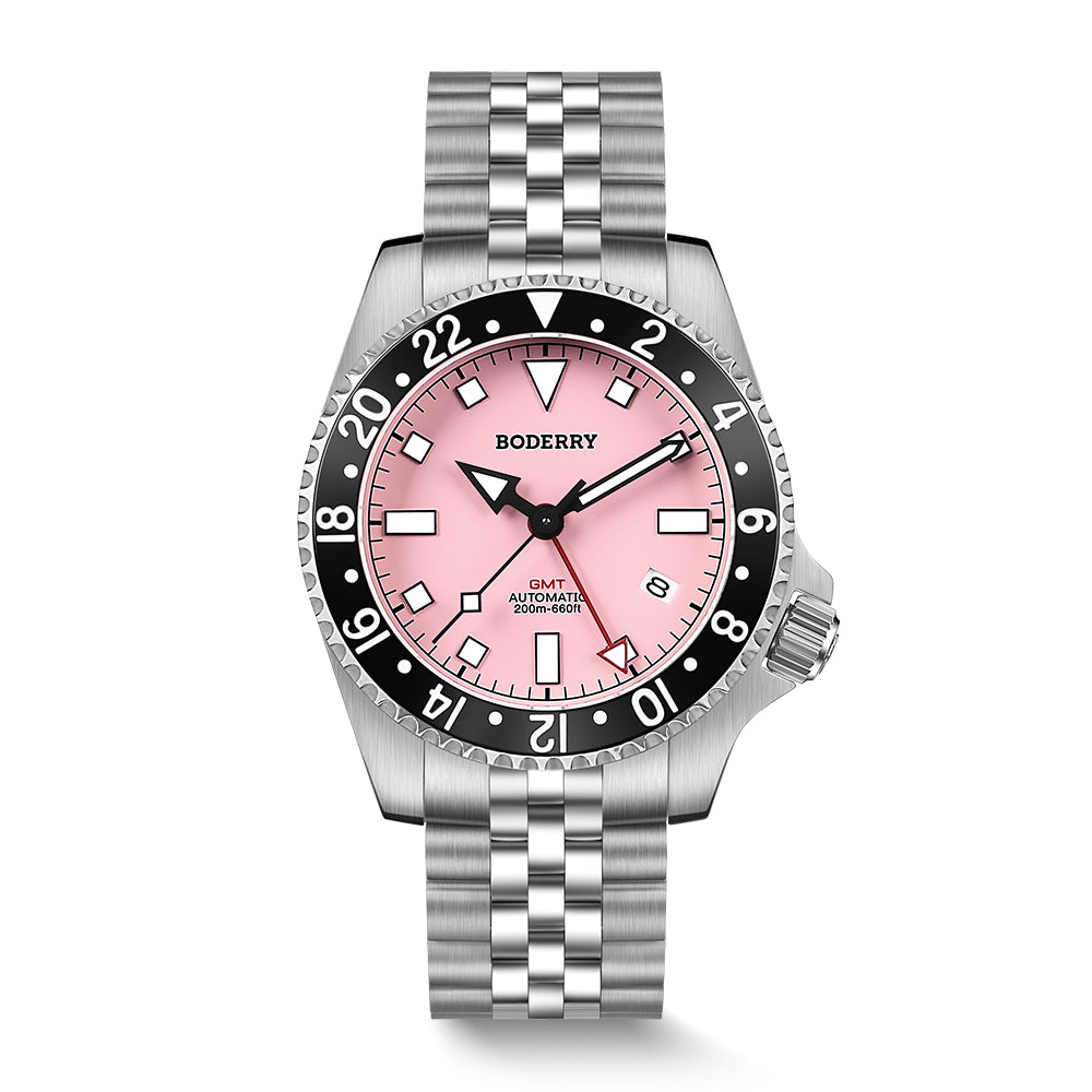 admiral gmt 200m waterproof titanium automatic diver watch | pink (ceramic bezel) admiral gmt 200m waterproof titanium automatic diver watch | pink (ceramic bezel)