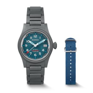 landmaster 100m waterproof titanium automatic field watch | blue bracelet