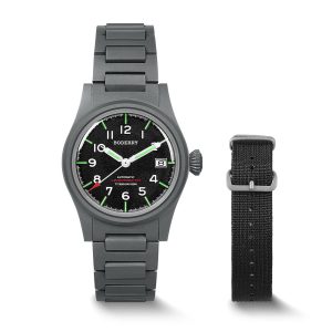 landmaster 100m waterproof titanium automatic field watch | black bracelet