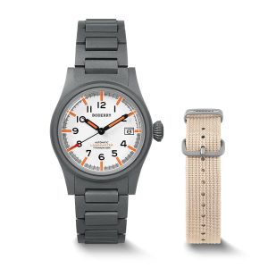 landmaster 100m waterproof titanium automatic field watch | white bracelet