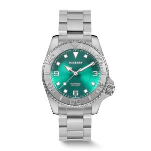 admiral 3 hand no date 200m waterproof titanium automatic diver watch | aurora green