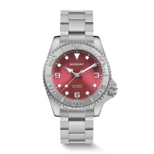 admiral 3 hand no date 200m waterproof titanium automatic diver watch | coral red