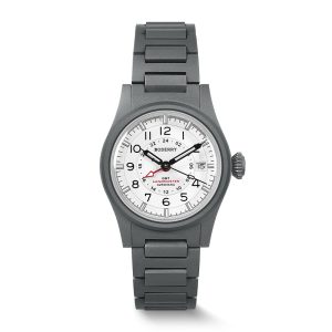 landmaster gmt – titanium automatic tritium field watch | white bracelet