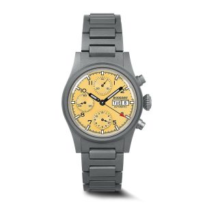 landmaster chronograph – titanium automatic tritium field watch | yellow bracelet