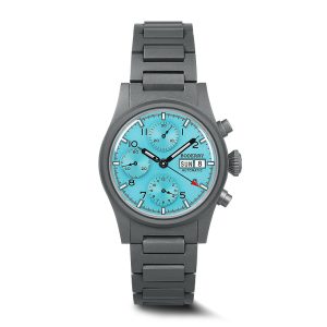 landmaster chronograph – titanium automatic tritium field watch | ice blue bracelet