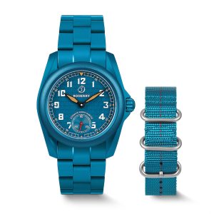 voyager s72 – 72 hour power reserve titanium automatic field watch, 100m water resistant | cerulean blue/bracelet