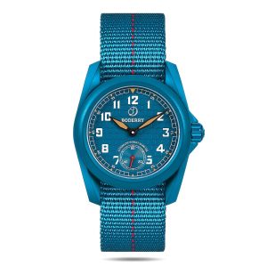 voyager s72 – 72 hour power reserve titanium automatic field watch, 100m water resistant | cerulean blue