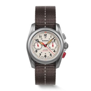 voyager chronograph titanium mechanical field watch, 100m water resistant | cream