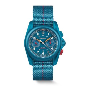 voyager chronograph titanium mechanical field watch, 100m water resistant | cerulean blue