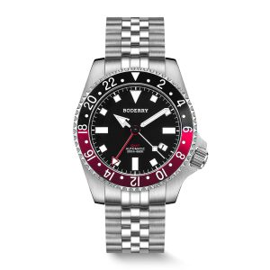 admiral gmt 200m waterproof titanium automatic diver watch | black