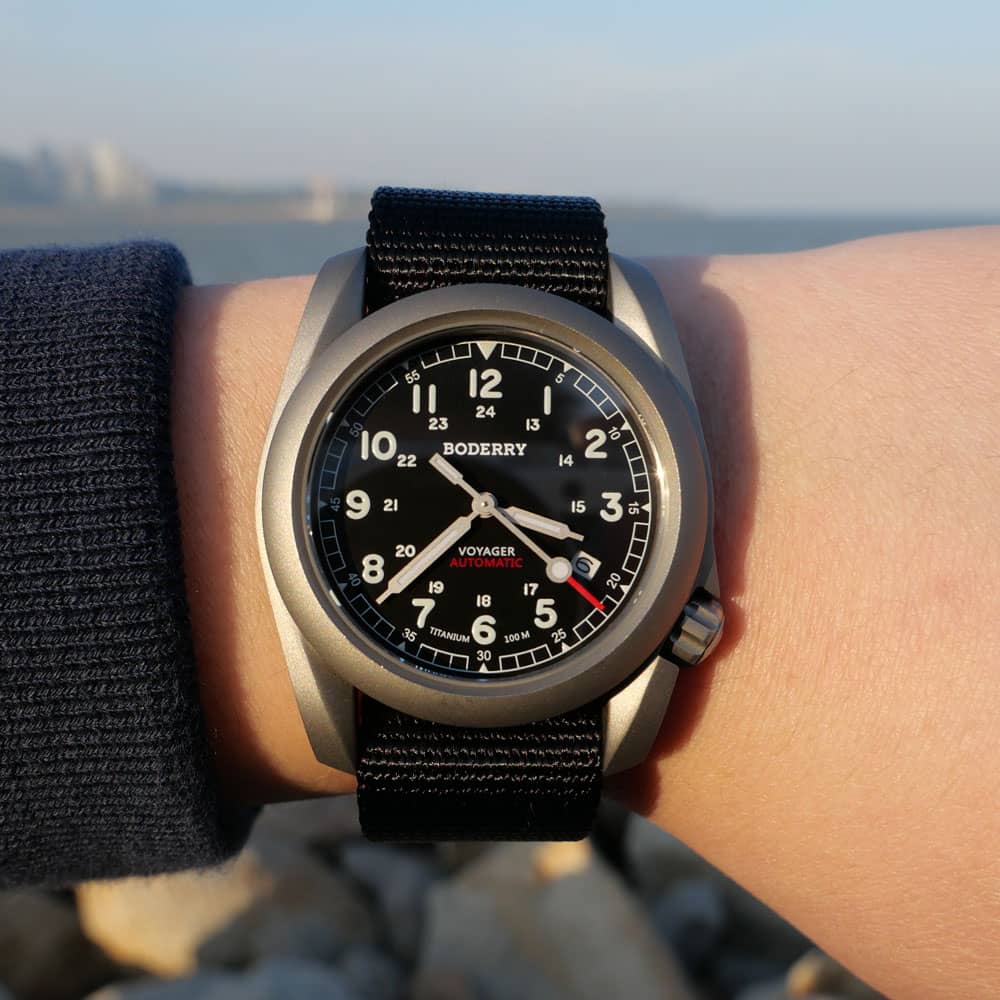 voyager 100m waterproof titanium automatic field watch | black voyager 100m waterproof titanium automatic field watch | black